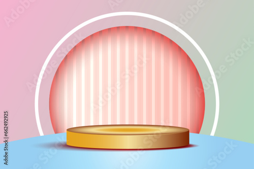 3D pink podium with circle backgound