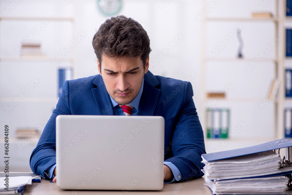 Young male employee working in the office Young male employee working in the office