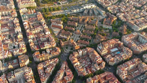 Aerial view of buildings of former Hospital de la Santa Creu i Sant Pau. Barcelona, Spain photo