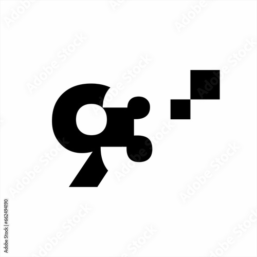 Abstract number 93 logo design with number 3 on negative space in pixel style.