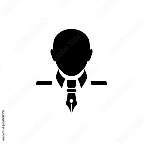 Vector is a profile symbol of a man with a pen tie. Profile of a captain.