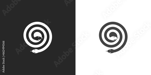 The logo is spiral in shape. Black snake and white snake. Unique and elegant.