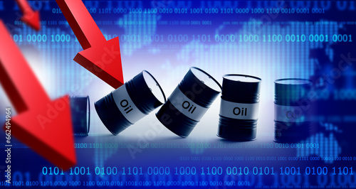 Oil barrels fall off. Down ...