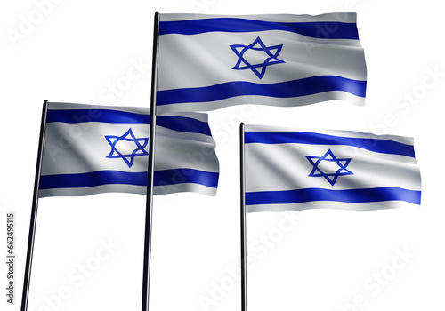 National flags of Israel. P...