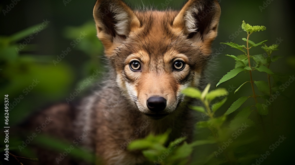 A Young Red Wolf Pup Endangered Species Conservation Innocent Curious Expression