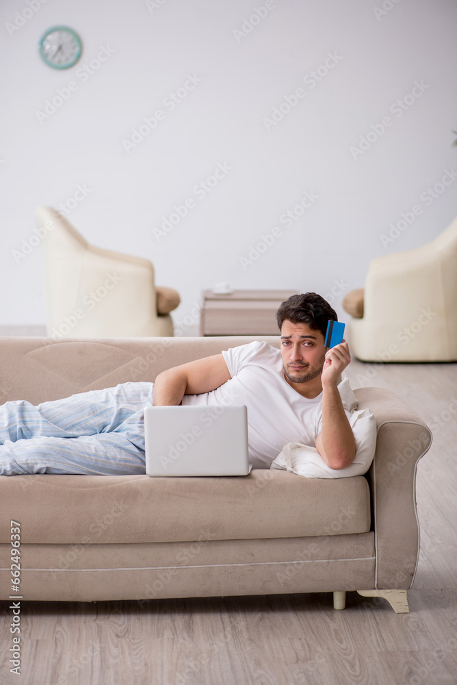 Young man starting day at home Young man starting day at home