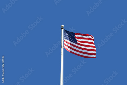 The United State Flag Blowing in the wind