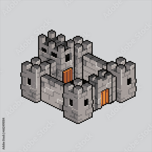 Pixel art illustration Fortress. Pixelated fortress. medieval fortress
icon pixelated for the pixel art game and icon for website and video game.
old school retro.