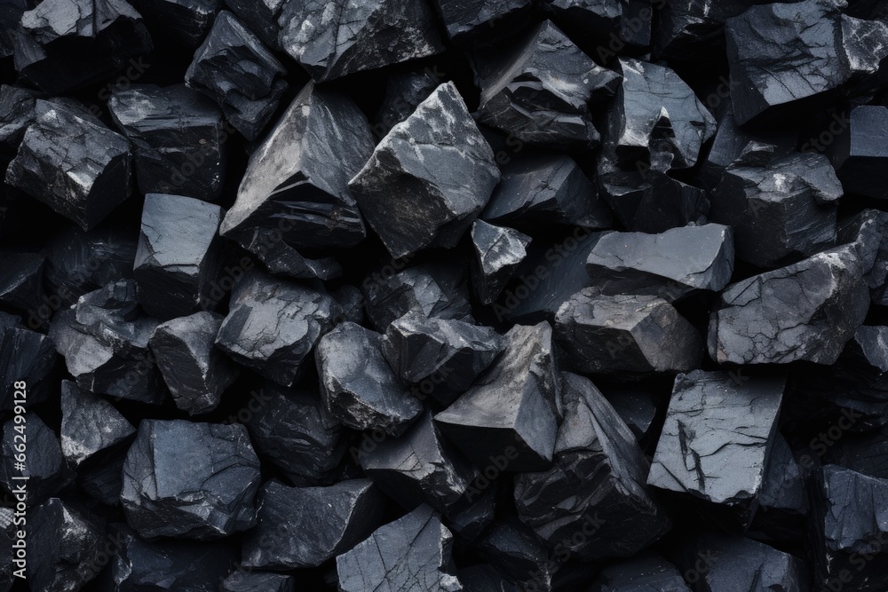 Black cube like coal pattern on stone background