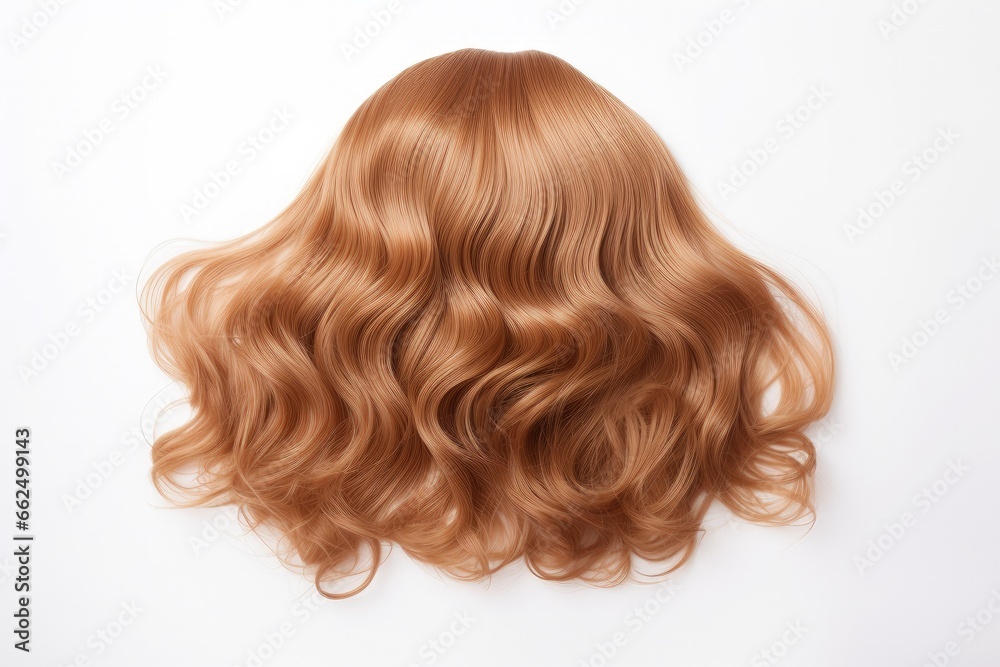 Naklejka premium Blonde hair beautiful and healthy isolated on white with curls Long hair with a stylish cut and dye or coloring Hair extensions represent treatment and
