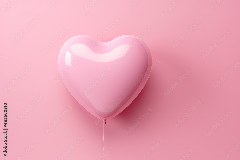 Minimal idea concept Pink balloon heart shape on pink background
