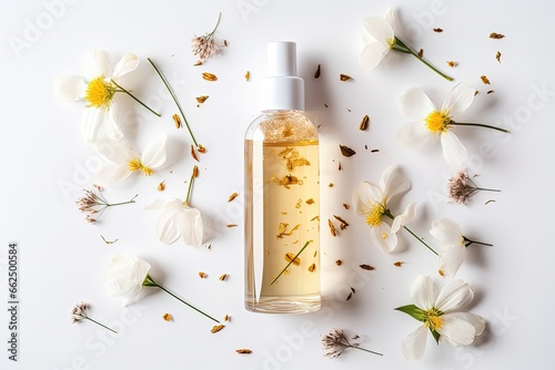 Organic multipurpose dry oil Lovely floral bottle Beauty blogger aesthetic photo