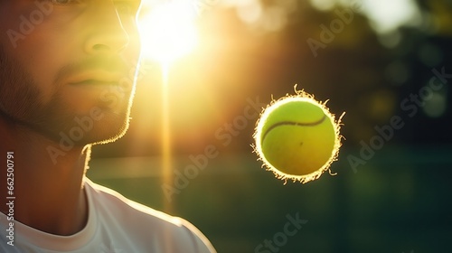 A tennis player, eyes locked on the ball, ready to deliver a swift, forceful serve.