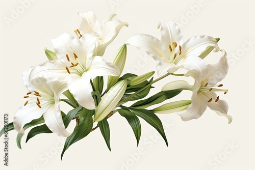Sympathy card with white lily flowers representing a funeral