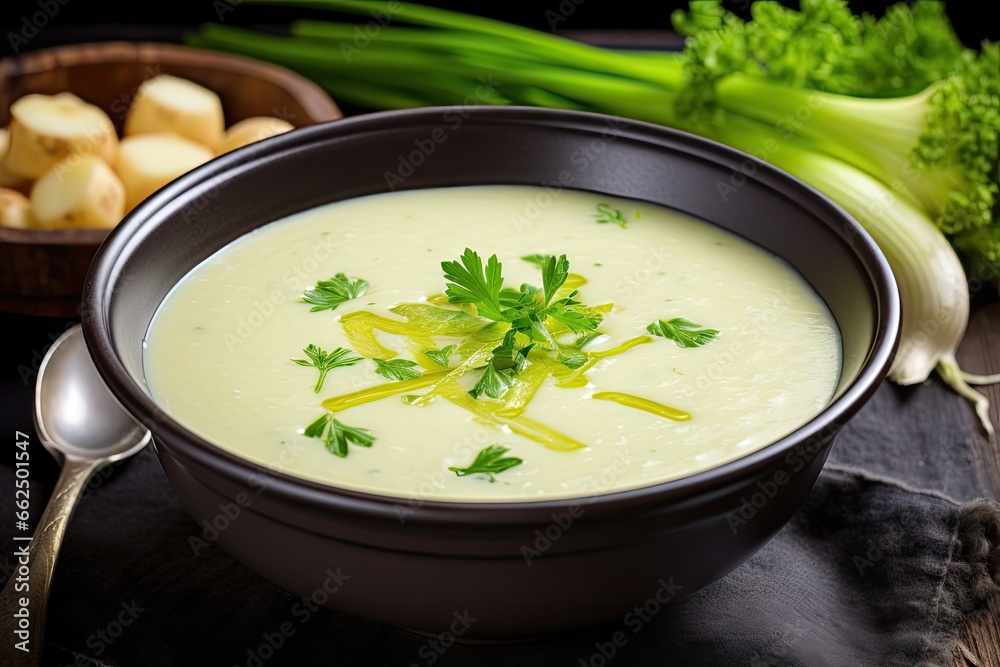 Traditional French soup made with leek potato and onion is called Vichyssoise