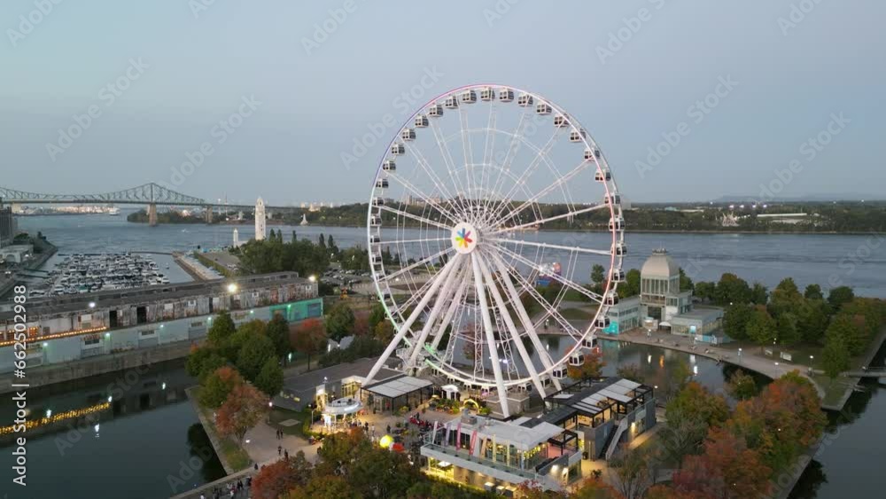 ferris wheel at night in Montreal old port ferris wheel at night in Montreal old port
