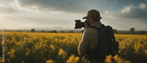 The photographer in a golden field. photo