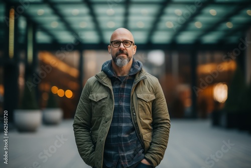 Portrait of a senior man with beard and glasses in the city © Chacmool