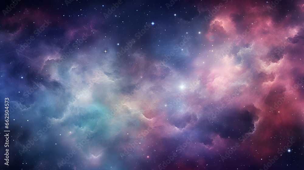 Cosmic Nebula Clouds in Deep Space, cosmic nebula clouds, swirling with rich blues, purples, and pinks, resembling a deep space celestial phenomenon