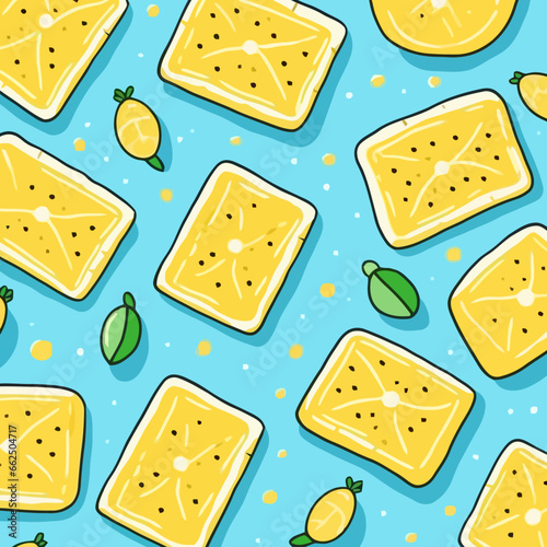Lemon bars quirky doodle pattern, background, cartoon, vector, whimsical Illustration