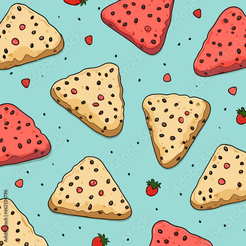 Scone quirky doodle pattern, background, cartoon, vector, whimsical Illustration