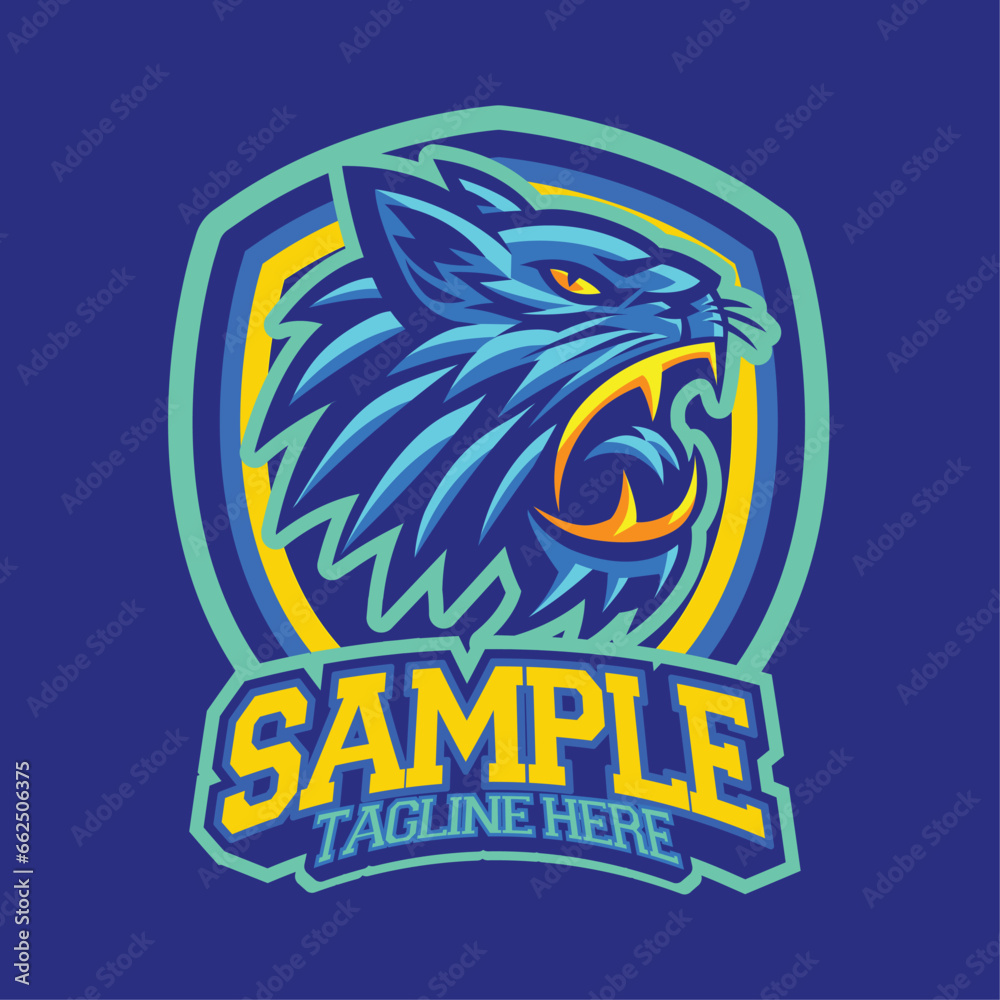 wild cat Head Roaring Logo Esport Mascot Design wild cat Head Roaring Logo Esport Mascot Design