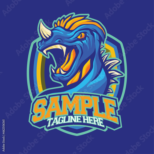 raptor Head Roaring Logo Esport Mascot Design