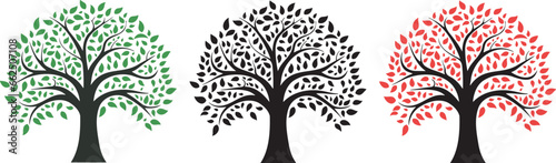  Abstract vibrant tree logo design, root vector, Tree logo, tree of life icon on white background, wall decor, wall art
