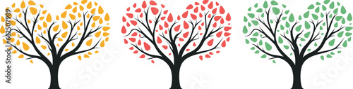 Heart shape tree logo design  root vector  Tree logo  tree of life icon on white background  wall decor  wall art