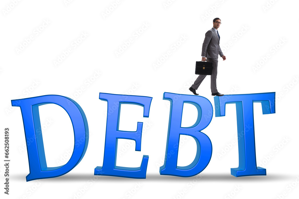 Debt and loan concept with large letters Debt and loan concept with large letters