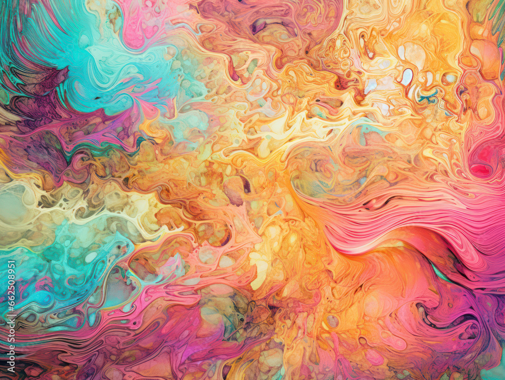 Abstract Colorful Liquid Marble Texture, Generative AI