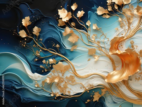 Abstract Colorful Liquid Marble Texture, Generative AI