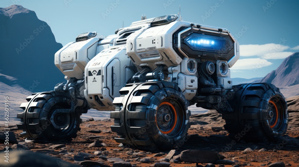 armored all-terrain vehicle for moving through hard-to-reach places and other planets. exploration of new worlds armored all-terrain vehicle for moving through hard-to-reach places and other planets. exploration of new worlds