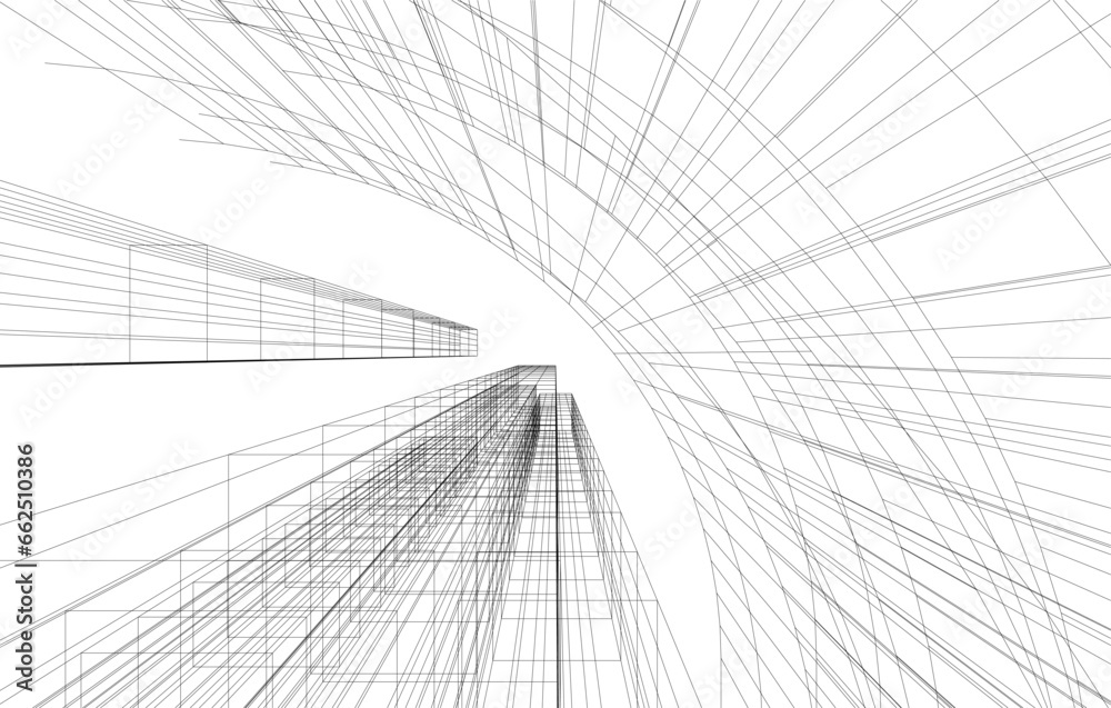 abstract architecture vector 3d drawing