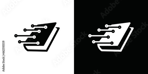 technology book logo design, book icon combined with technology elements