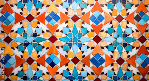 Colorful Geometry: Nasiriya Mosaic Tile in Arabic Saturated Colors and Rustic Texture photo