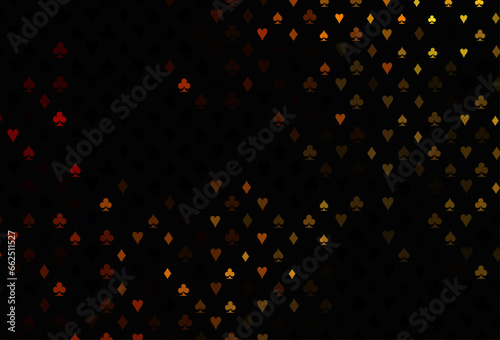 Dark yellow, orange vector texture with playing cards.