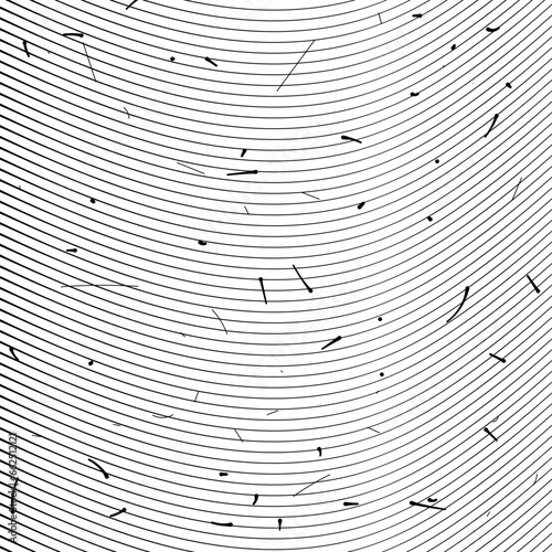 The rounded stripes imitate a shock wave or vibration of the medium with dust particles and hair flying above them.