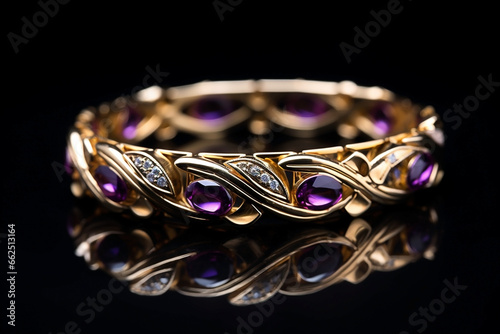 gold ring with purple gems