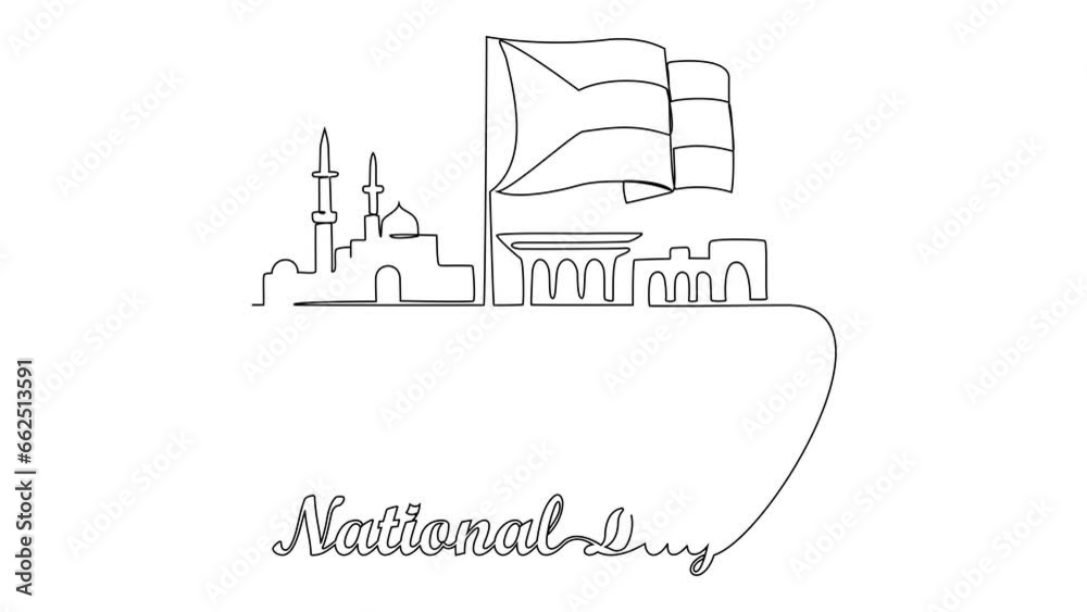 Animated self drawing of Oman National Day in 18th November. Oman National Day design concept illustration in simple linear animation. Oman National Day design concept with full length animation. Animated self drawing of Oman National Day in 18th November. Oman National Day design concept illustration in simple linear animation. Oman National Day design concept with full length animation.