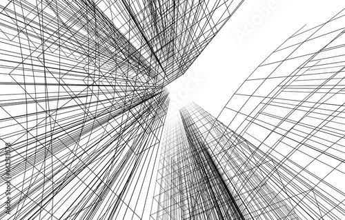 Abstract architectural drawing 3d rendering