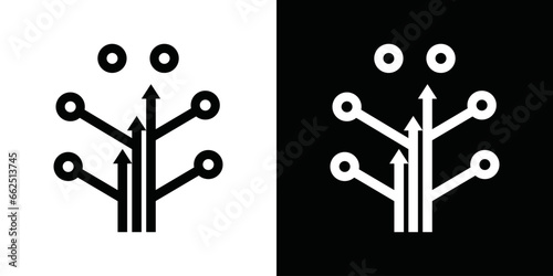 investment growth logo design with technology tree element and upward arrow graphic