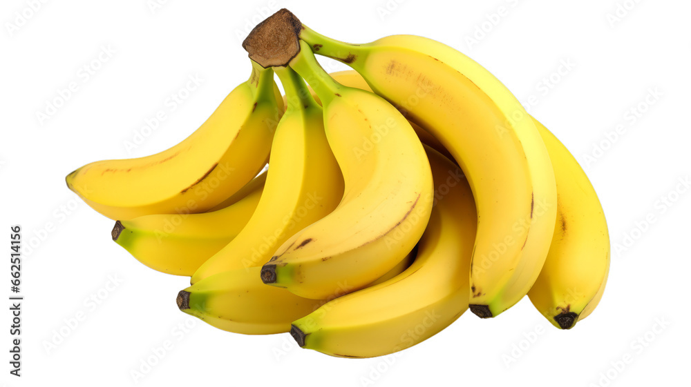 Bunch of bananas on transparent white background