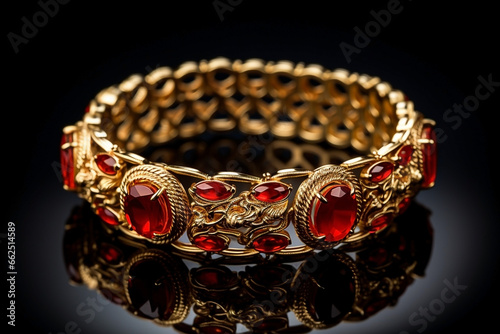 gold ring with red gems