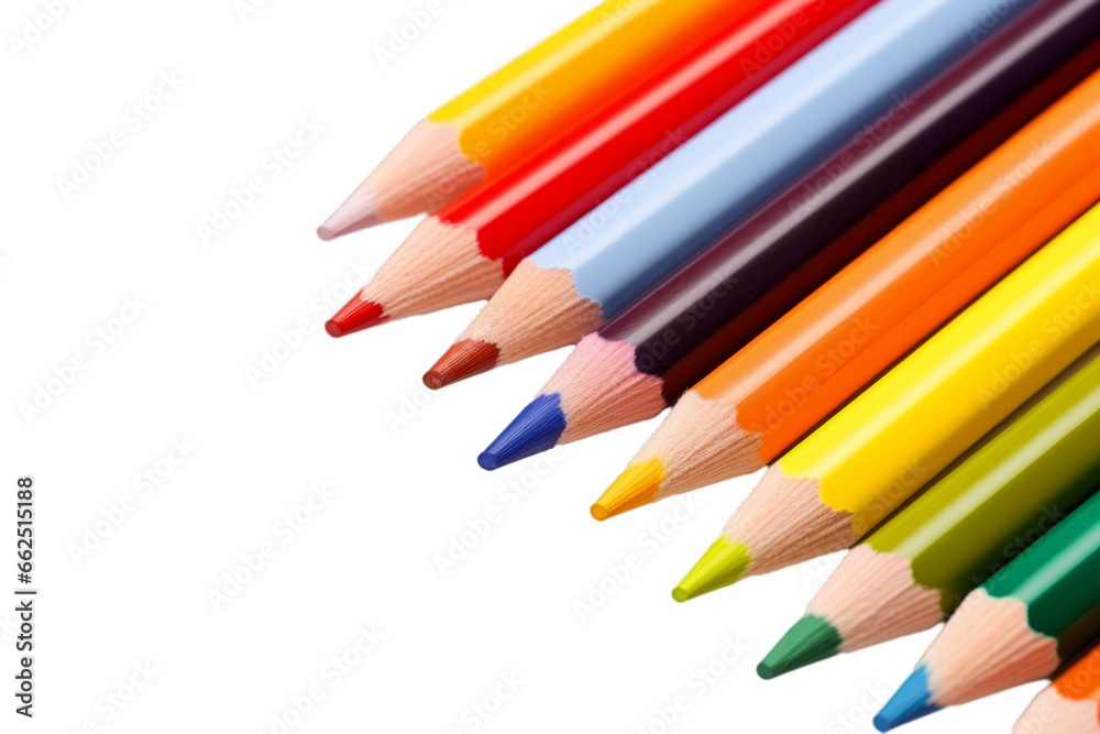 A handful of watercolor pencils on a white transparent background A handful of watercolor pencils on a white transparent background