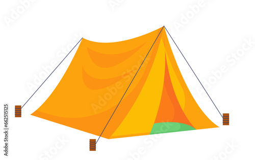 Element for camping yellow tent vector concept