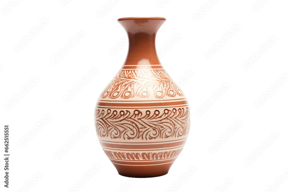 A ceramic vase on a white transparent background