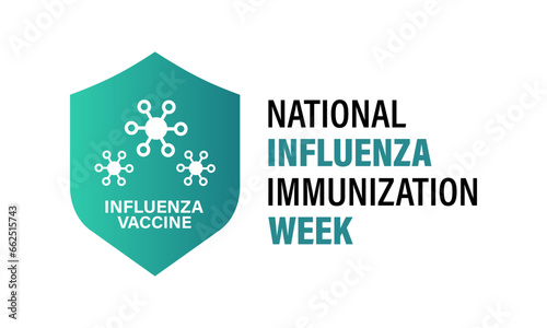 National Influenza Vaccination week from December 1st to 7th.. Flat design. flyer design. Background  banner  card  poster  template. Vector illustration