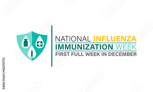 National Influenza Vaccination week from December 1st to 7th.. Flat design. flyer design. Background, banner, card, poster, template. Vector illustration
