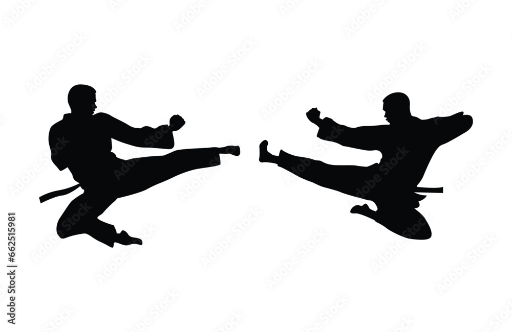 karate silhouette vector. Boxing and competition silhouettes vector image,